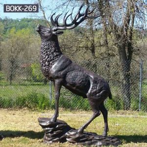Outdoor Life Size Standing Bronze Reindeer Statue for Sale BOKK-269