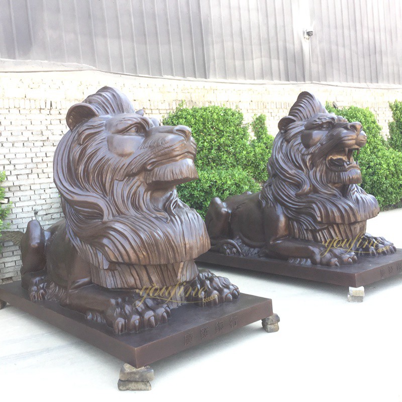 Front Porch Bronze Guardian Lion Statues BOKK-662 - Bronze Lion Statues - 1