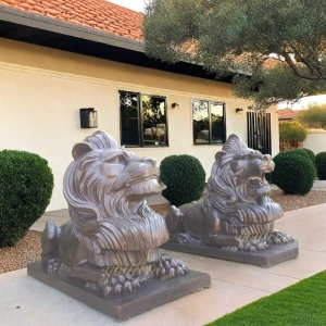 Front Porch Bronze Guardian Lion Statues BOKK-662