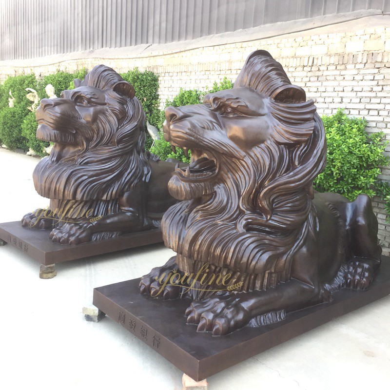 Front Porch Bronze Guardian Lion Statues BOKK-662 - Bronze Lion Statues - 3