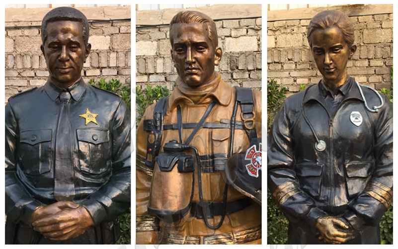 Custom Life Size Bronze Officer Firefighter EMS Statues from Factory Supply BOKK-821 - Bronze Figure Sculpture - 5