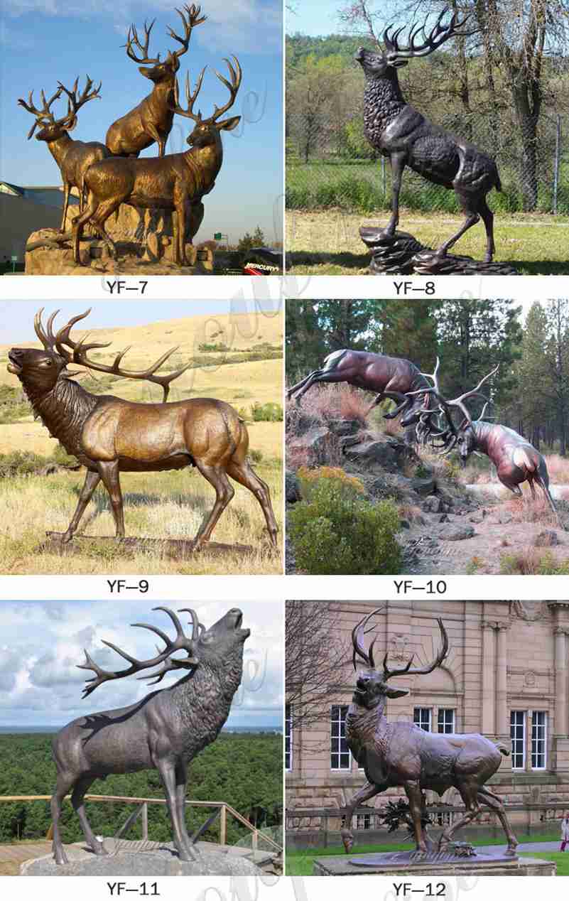 Metal Elk Statue BOKK-266 - Bronze Animal Sculpture - 4