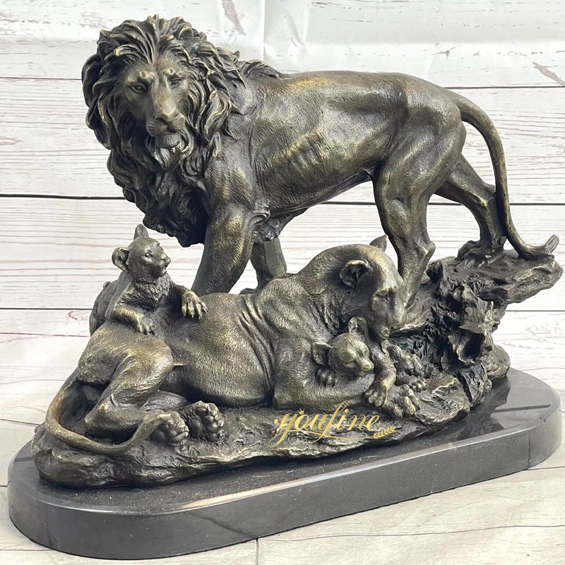 Bronze Family Lion Statue BOKK-863 - Bronze Lion Statues - 1