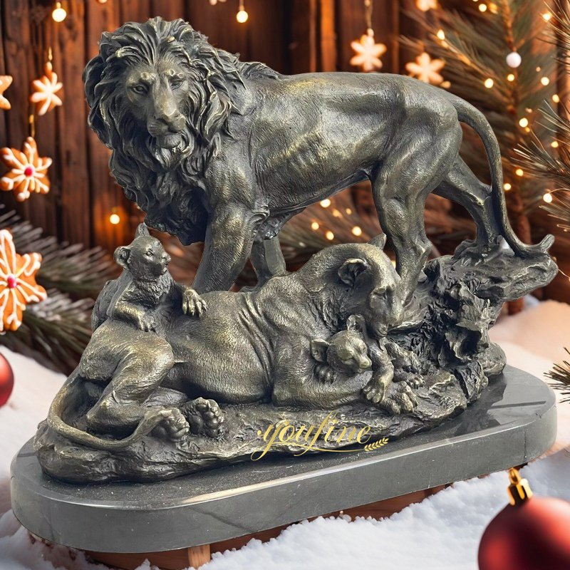 Bronze Family Lion Statue BOKK-863 - Bronze Lion Statues - 2