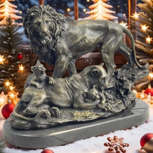 Bronze Family Lion Statue BOKK-863