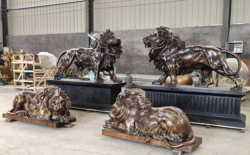 Large Bronze Lion Statue for Sale BOKK-491 - Bronze Lion Statues - 2