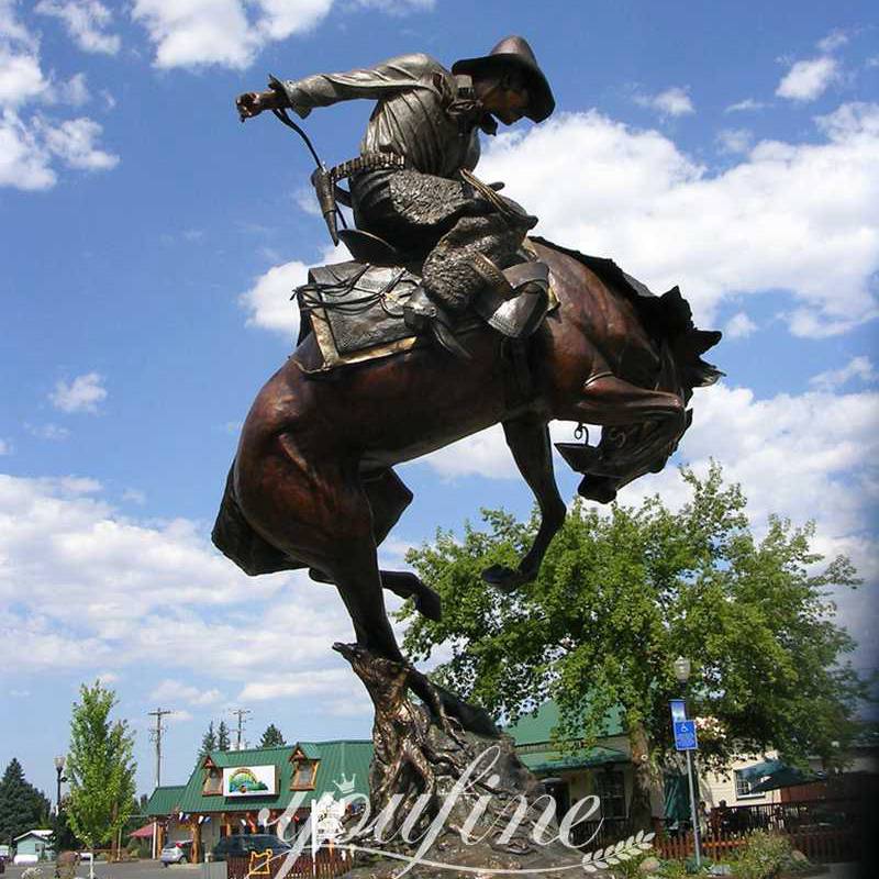 Life Size Cowboy Bronze Racing Horse Statue