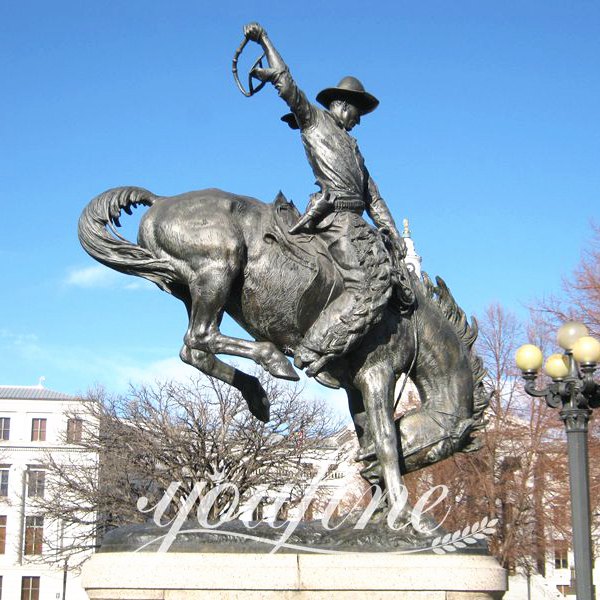 Life Size Cowboy Bronze Racing Horse Statue