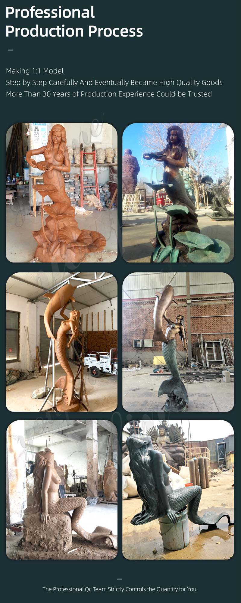 Bronze Mermaid Sculpture for Sale Art Decor Factory Supply BOKK-330 - Bronze Mermaid Sculpture - 4