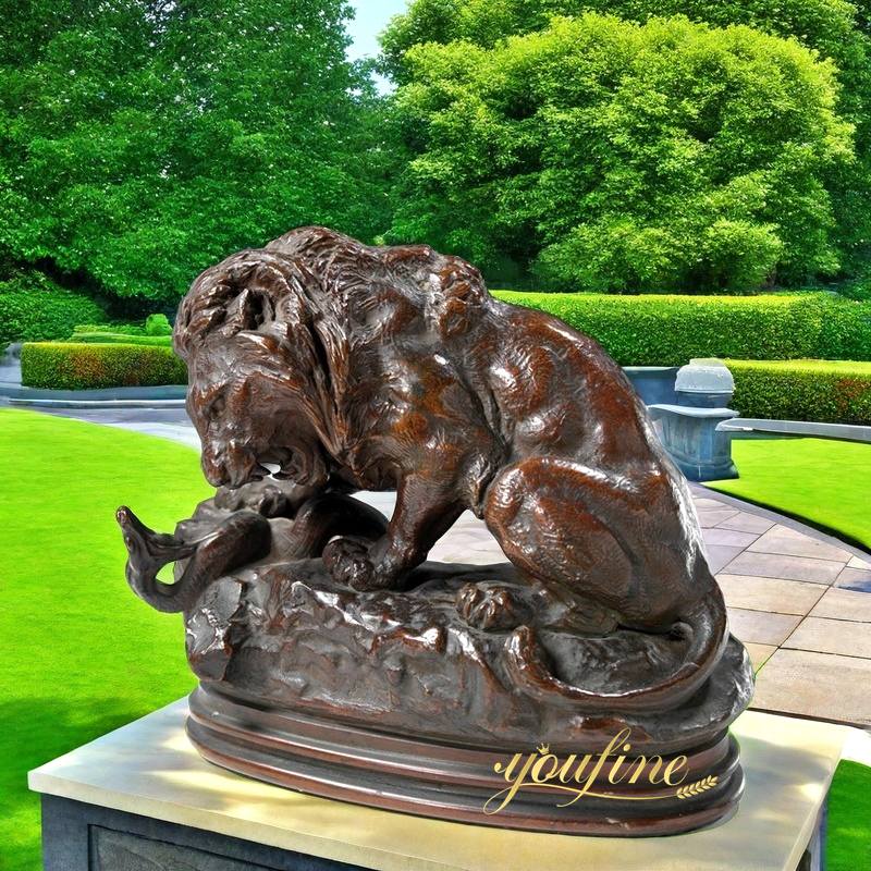 Garden Statues Lion Crushing a Serpent  BOKK-258 - Bronze Lion Statues - 2