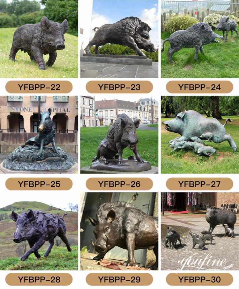 Life-size Bronze Wild Boar Garden Statue