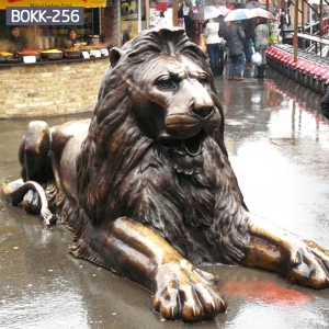 Life-Size Outdoor Bronze Lying Lion Statue BOKK-256