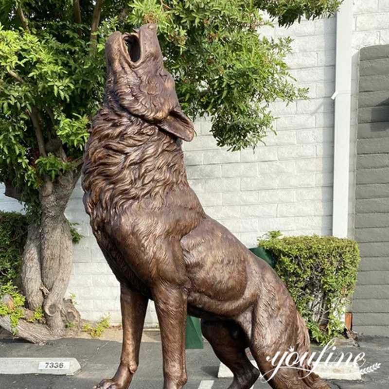 Large Bronze Howling Wolf Statue BAN-015 - Bronze Wildlife Sculpture - 11