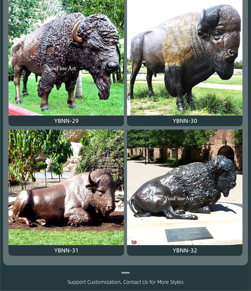 Life-Size Bronze Bison Statue Garden Square Decor Supplier BOKK-503 - Bronze Buffalo Statue - 14