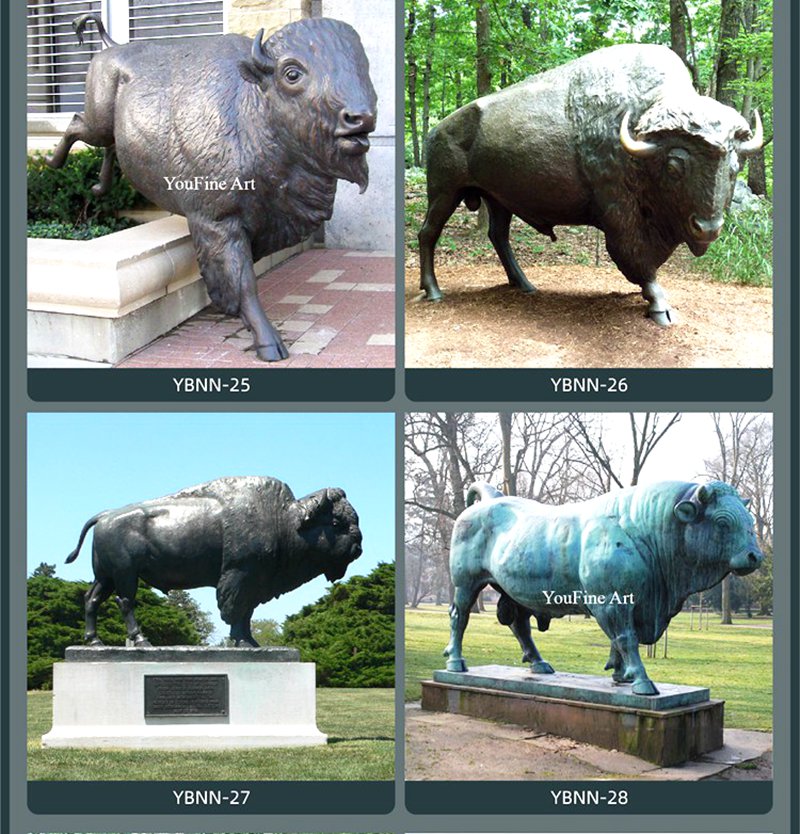 Life-Size Bronze Bison Statue Garden Square Decor Supplier BOKK-503 - Bronze Buffalo Statue - 13