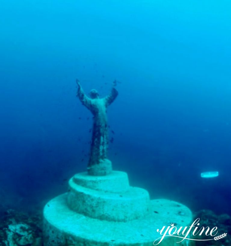 submerged jesus statue