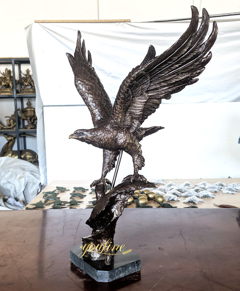 Antique Bronze Eagle Statue BOKK-465 - Bronze Eagle Sculpture - 4