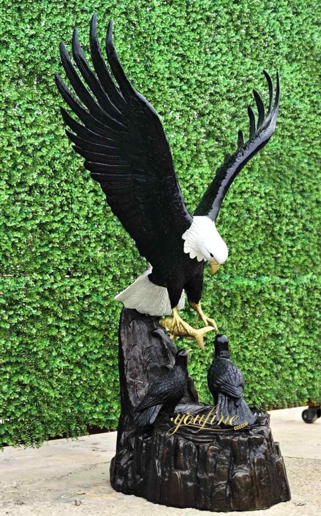 Returning Home Feeding Eagle Sculpture BOKK-348 - Bronze Eagle Sculpture - 3