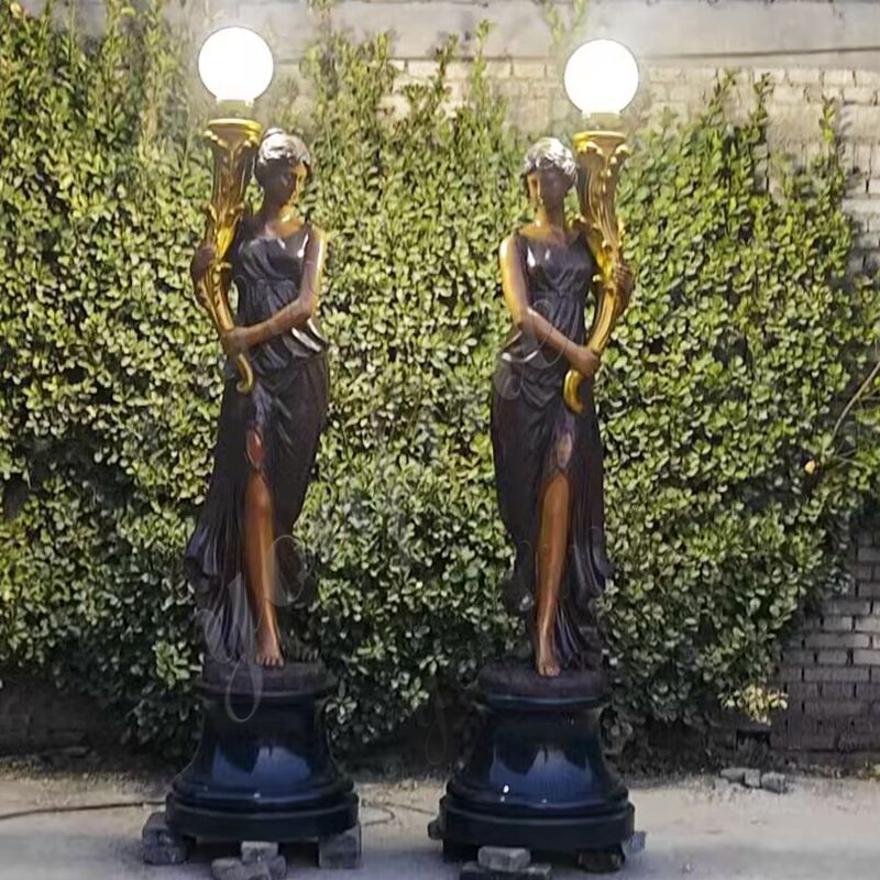 Bronze Greek Female Figure Lamp Statue Supplier - Bronze Garden Statue - 6