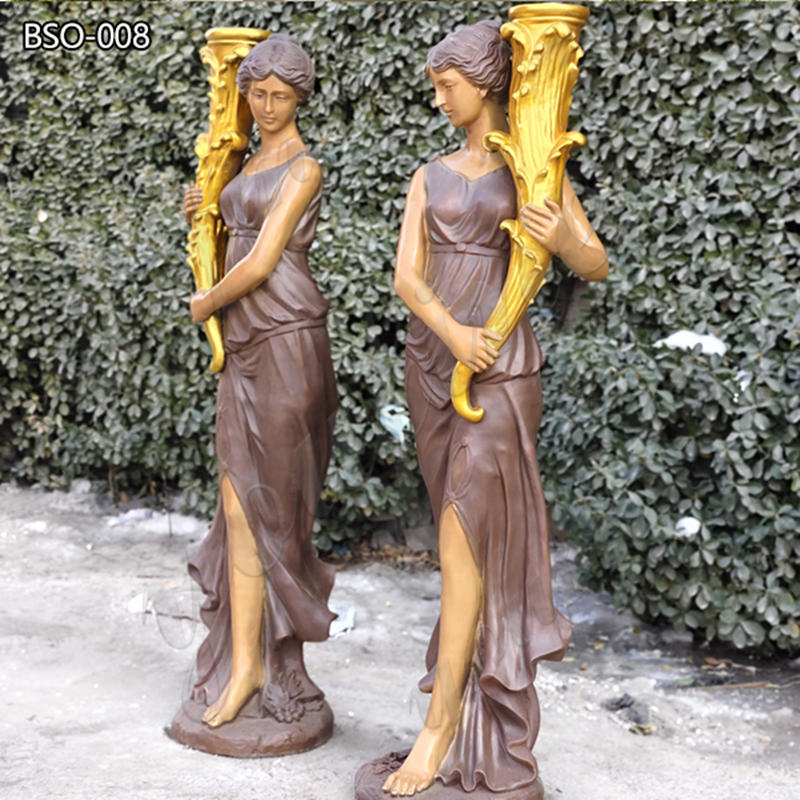 Bronze Greek Female Figure Lamp Statue Supplier - Bronze Garden Statue - 3