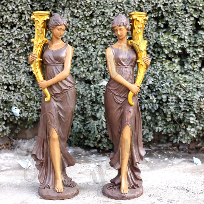 Bronze Greek Female Figure Lamp Statue Supplier - Bronze Garden Statue - 8