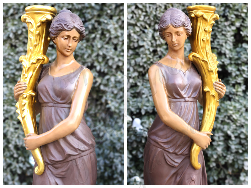 Bronze Greek Female Figure Lamp Statue Supplier - Bronze Garden Statue - 1