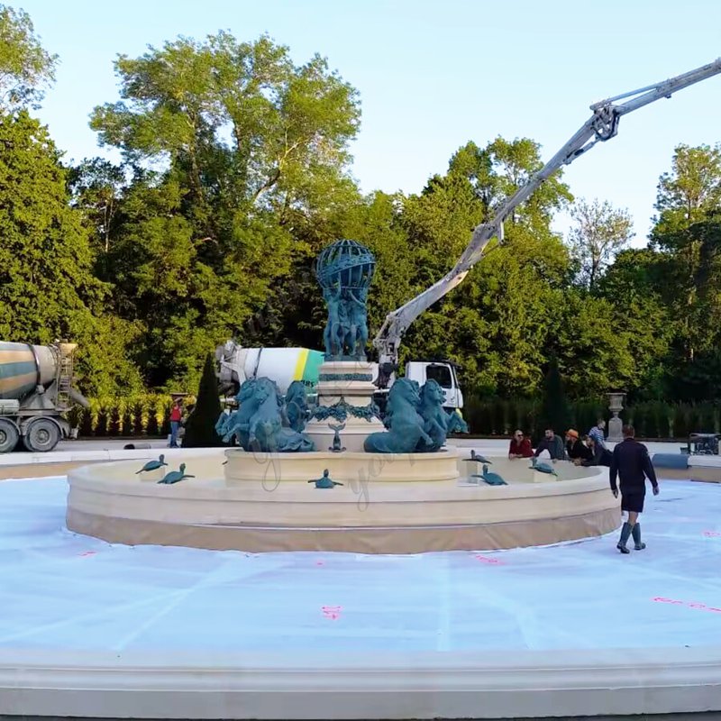 large bronze statues fountain