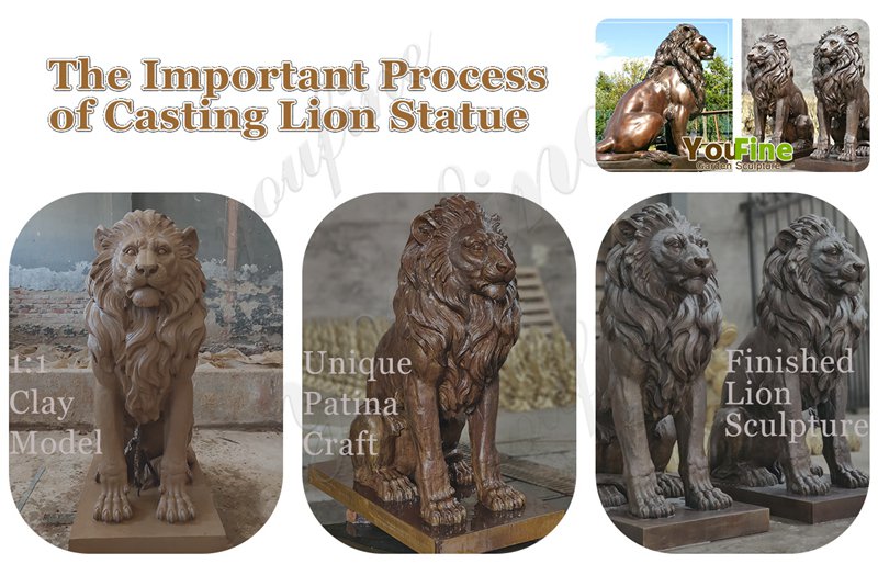 Life Size Antique Bronze Lion Statue for Yard BOKK-253 - Bronze Lion Statues - 6