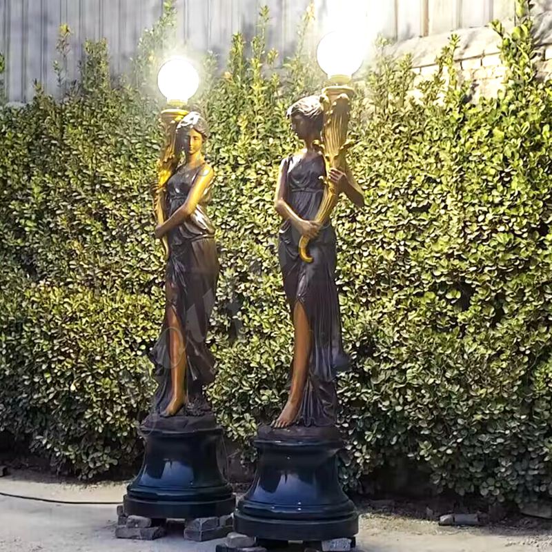 Bronze Greek Female Figure Lamp Statue Supplier - Bronze Garden Statue - 7