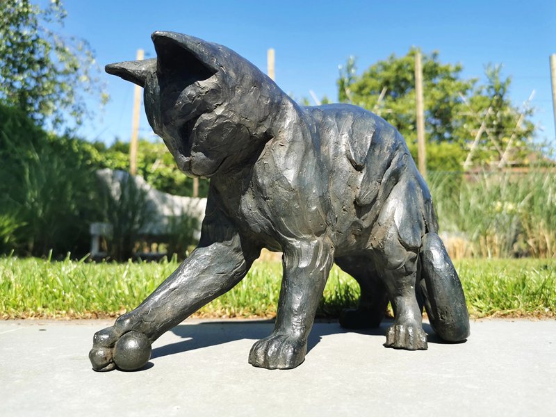 Delightful Foundry Bronze Cat and Bird Sculpture Outdoor Garden Art - Other Animal sculptures - 7