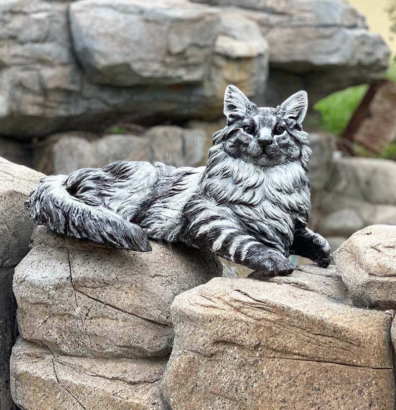 Delightful Foundry Bronze Cat and Bird Sculpture Outdoor Garden Art - Other Animal sculptures - 13