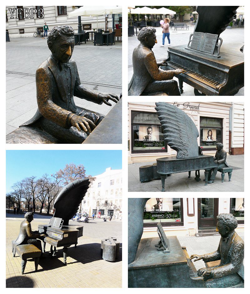 Large Bronze Piano Musical Instruments Sculpture for Sale -  - 11