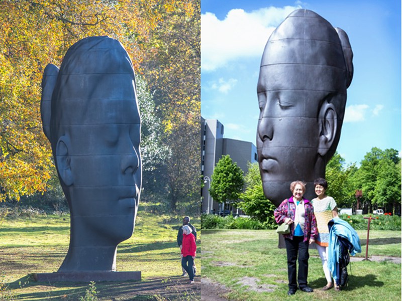 Bronze Giant Female Head Sculpture by Jaume Plensa - Bronze Figure Sculpture - 1