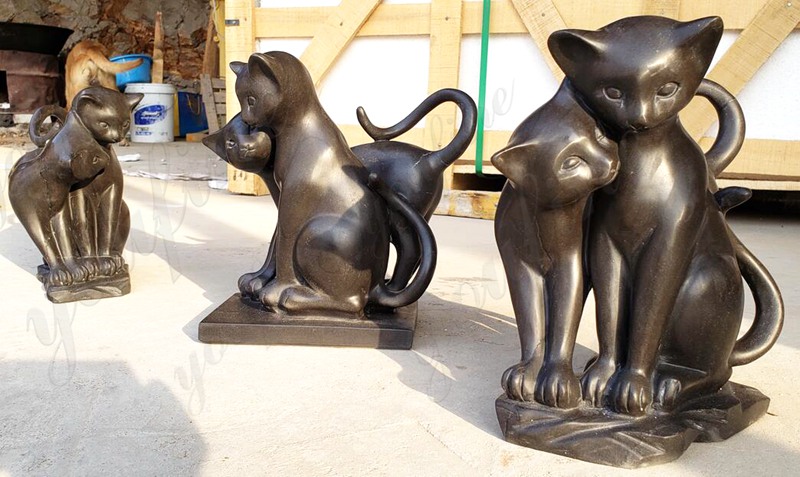 Delightful Foundry Bronze Cat and Bird Sculpture Outdoor Garden Art - Other Animal sculptures - 14