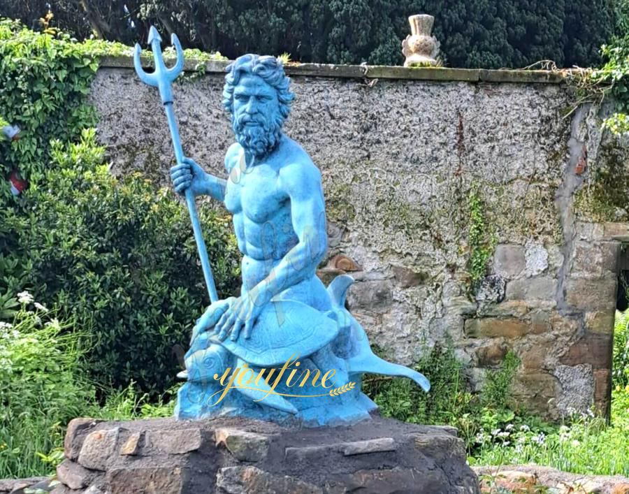 Dark blue Poseidon sculpture