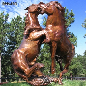 Bronze Crazy Horse Fighting Stallions Statue BAN-116