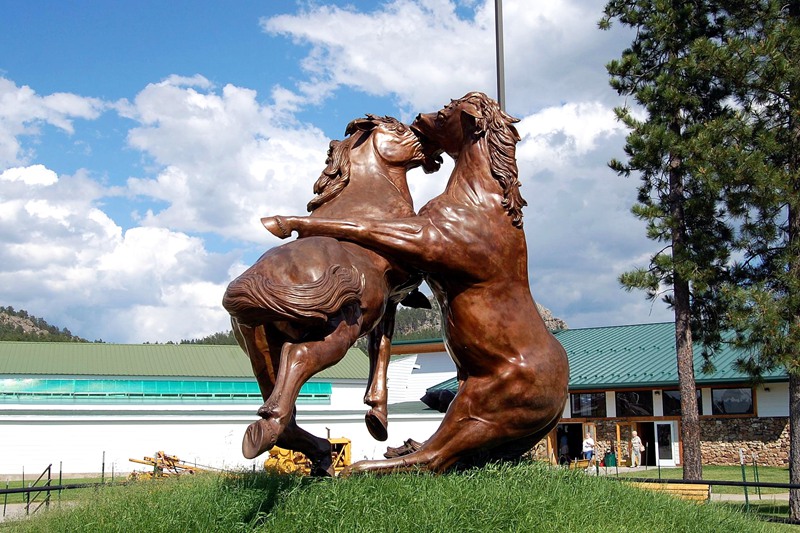 Bronze Crazy Horse Fighting Stallions Statue BAN-116 - Bronze Horse Statues - 1