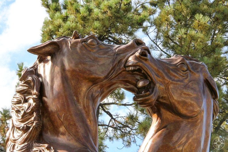 Bronze Crazy Horse Fighting Stallions Statue BAN-116 - Bronze Horse Statues - 3