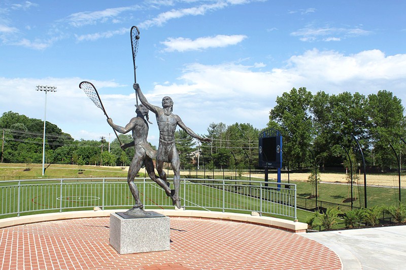 Native American Life Size Bronze Lacrosse Statue BFI-122 - Bronze Sports Statues - 1