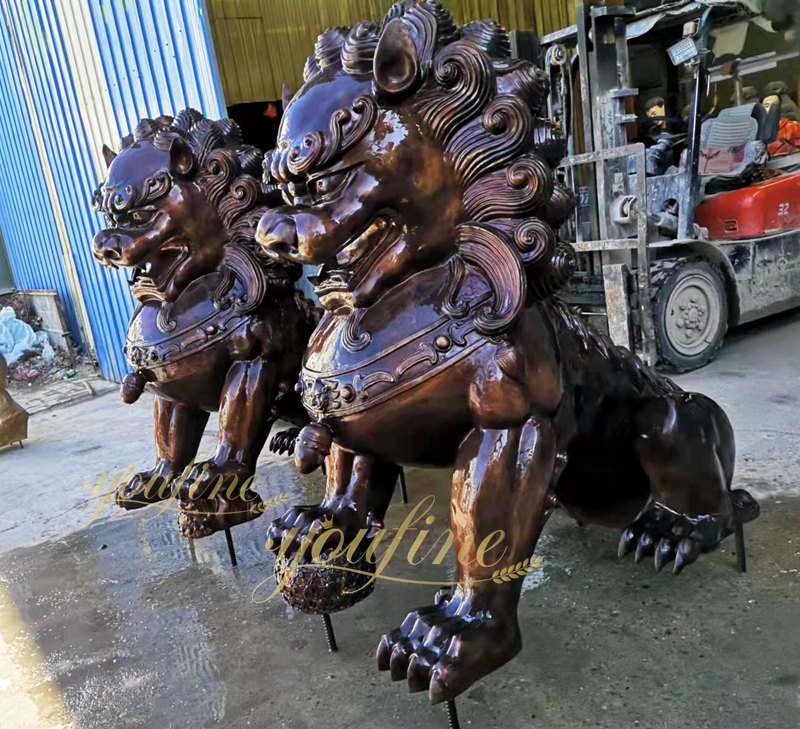 Bronze Chinese Guardian Lions BAN-265 - Bronze Lion Statues - 3