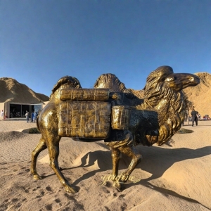 Bronze Camel Carrying Goods Statue