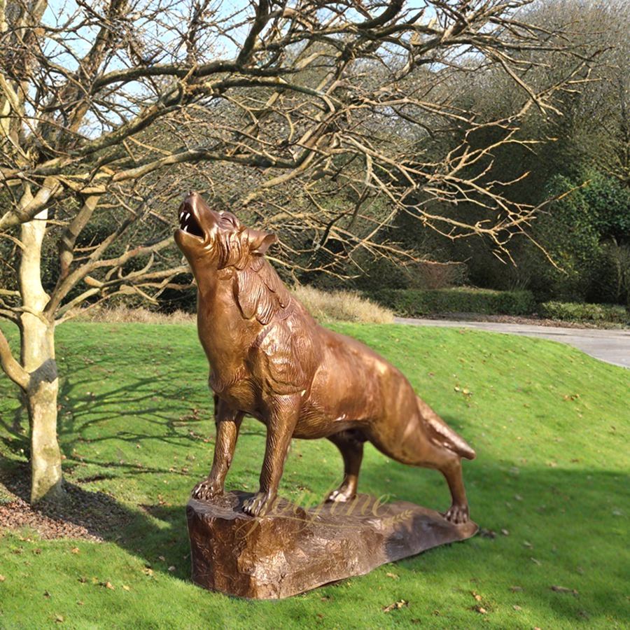 Large Bronze Howling Wolf Statue BAN-015 - Bronze Wildlife Sculpture - 3