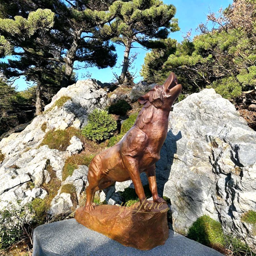 Large Bronze Howling Wolf Statue BAN-015 - Bronze Wildlife Sculpture - 2